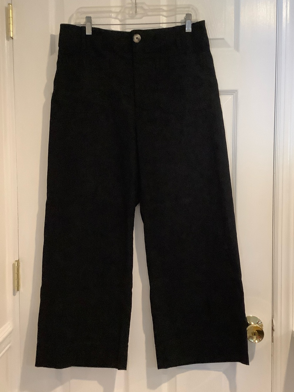 MAEVE ANTHROPOLOGIE The Colette Linen Blend Black Wide Leg  High Rise Pants 32